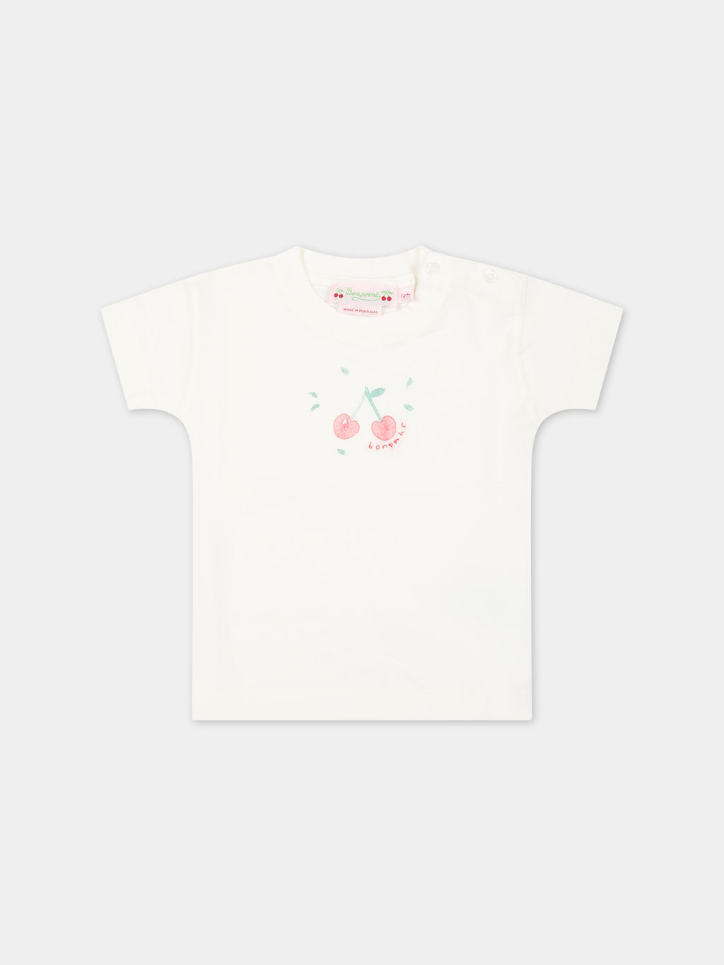 White T-shirt for baby girl with iconic cherries